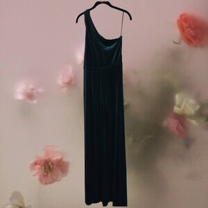 Birdy Grey Kira Dress Velvet Emerald One Shoulder Dress Size Large